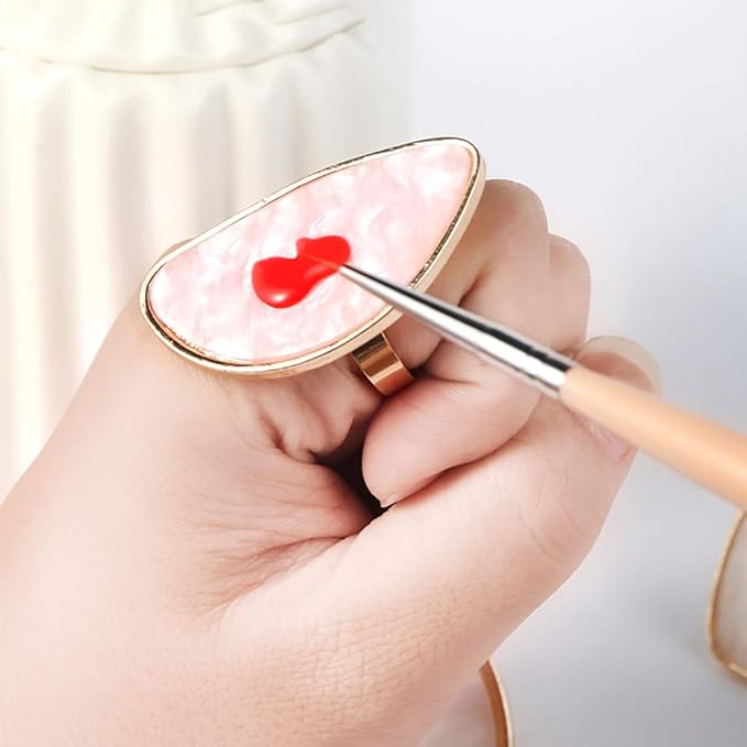 2 Pcs Resin Mixing Palette with Finger Rings Eyelash Extension Glue Rings Nail Art Equipment-VivaGrace Women