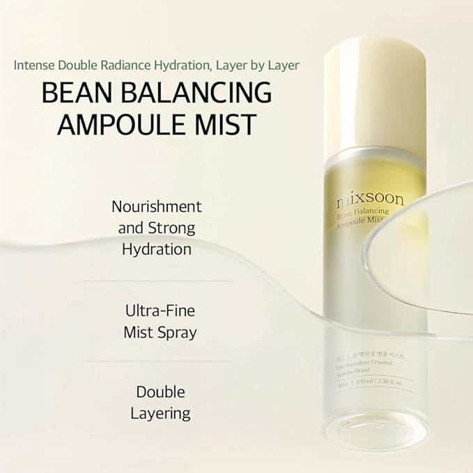 mixsoon Bean Balancing Ampoule Mist Skin moisturizer and Oil balance For Hydrated Radiance Korean Glass Skin Care 3.38 fl. oz. / 100ml-VivaGrace Women