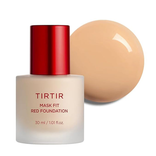 TIRTIR Mask Fit Red FoundationㅣLong Lasting Flawless Coverage, Energy Essence, Lightweight, Hydrating, Pore-Blurring, Breathable Satin Finish, Makeup, Radiant Skin, #24N Latte, 1.01 Fl Oz-VivaGrace Women