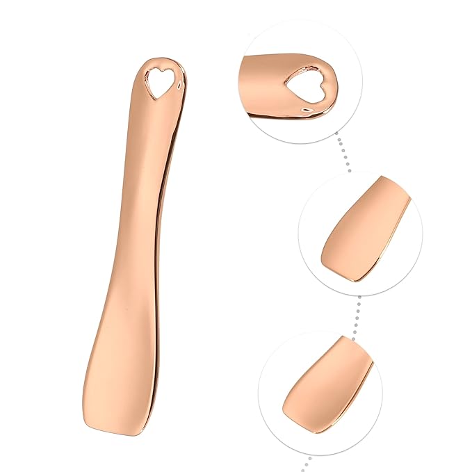 VOCOSTE 3 Pcs Makeup Spatula Mini Spoon, Eye Cream Massage Sticks Beauty Scoop, for Facial Cosmetic Face Cream, Heart Shape 2.36"x0.49", Rose Gold Tone-VivaGrace Women