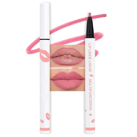 evpct Longwear Liquid Lip Liner Stain Marker Pen Long Lasting Waterproof, Warm Nude Pink Matte Semi Permanent 24 Hour Lip Liner and Lipstick Combo, Color Stay Lipliner All Day, Lips Stain peel off-VivaGrace Women