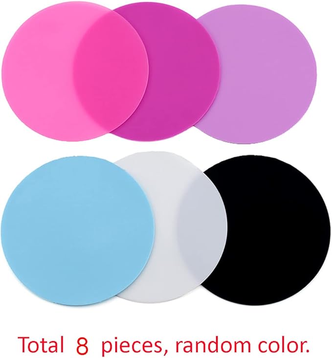 8 Sheets Silicone Round Shape Nail Art Painting Gel Palette Nail Polish Mixing Plate Foundation Lipstick Palette Cosmetic Palette Paint Drawing Color Dish Manicure Nail DIY Tool-VivaGrace Women