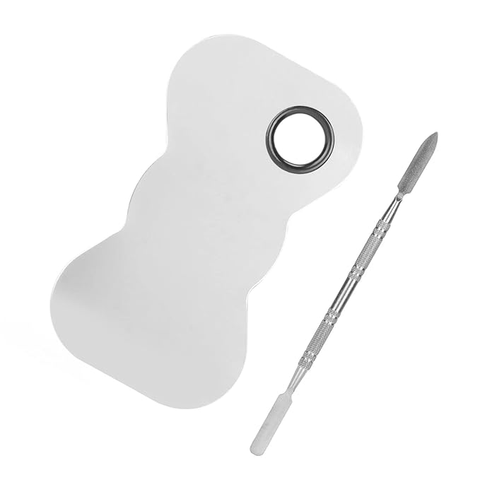 Cosmetic Makeup Palette Spatula, Mixing Bow Shape Stainless Steel Makeup Palette for Cosmetic Blend-VivaGrace Women