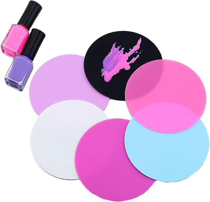 8 Sheets Silicone Round Shape Nail Art Painting Gel Palette Nail Polish Mixing Plate Foundation Lipstick Palette Cosmetic Palette Paint Drawing Color Dish Manicure Nail DIY Tool-VivaGrace Women