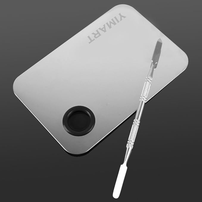 Yimart Stainless Steel Cosmetic Makeup Mixing Pallete with Spatula-VivaGrace Women