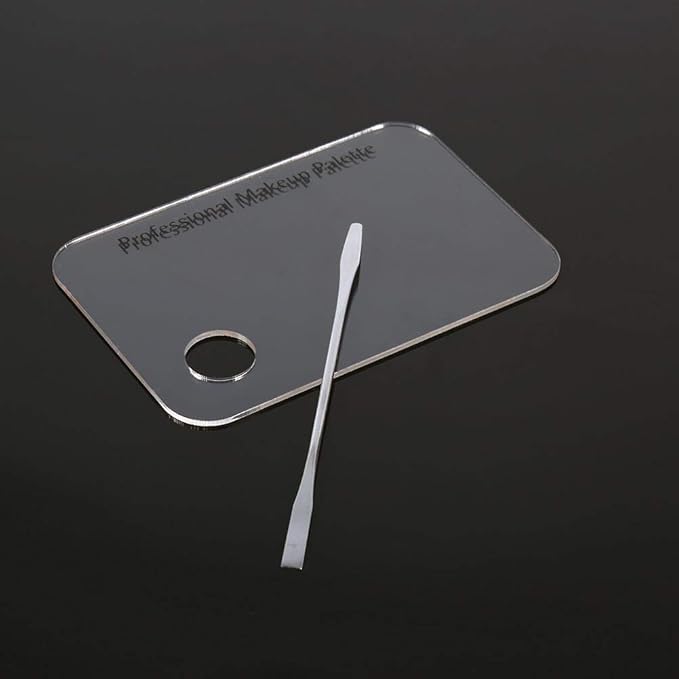 Makeup Palette with Spatula, Rotekt Clear Acrylic Makeup Nail Art Cosmetic Mixing Palette & Stainless Spatula Tool Applicators Set,Nail Holder Display Cosmetic Makeup Palette Tray Accessories-VivaGrace Women
