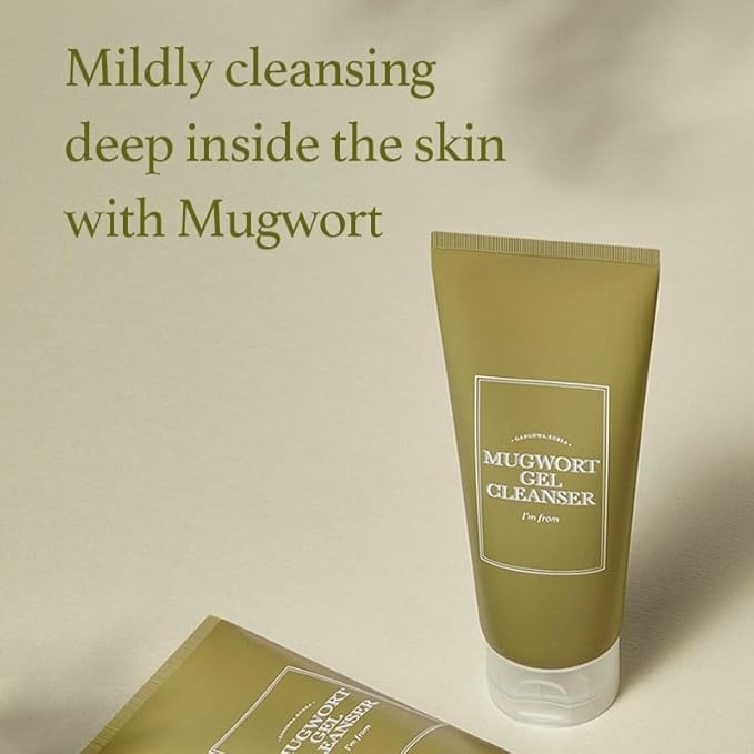 I'm from Mugwort Gel Cleanser 150ml, Mugwort 60%, Calming, Soothing, Mild low pH Korean Face Wash for Sensitive Skin, Irritated Skin, Herbal, Hypoallergenic, Vegan