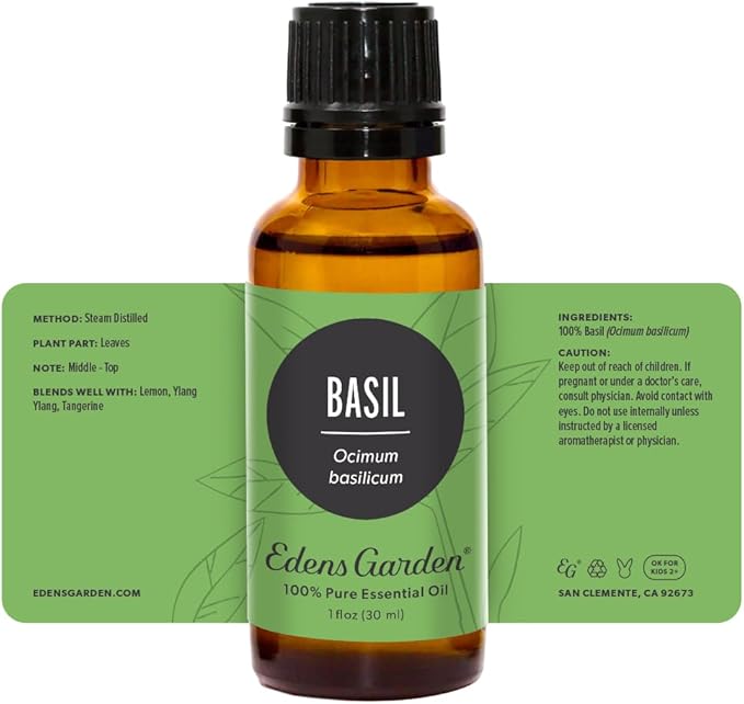 Edens Garden Basil Essential Oil- 100% Pure Premium Grade, Undiluted, Natural, Therapeutic, Aromatherapy, The Best for Diffuser, Skin, Candle, Laundry 30 ml (1 fl oz)-VivaGrace Women