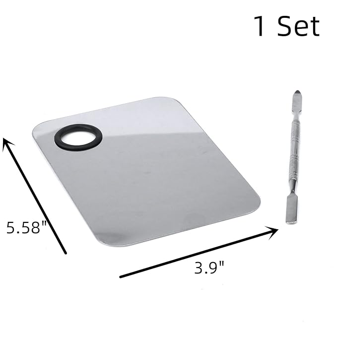 Stainless Steel Ring Beauty Palette, Square Palette, Silver,with Color Stick,1 PCS-VivaGrace Women