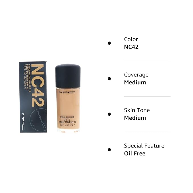 MAC Studio Fix Fluid Foundation SPF5, NC42, 1 Count, 1 Ounce-VivaGrace Women