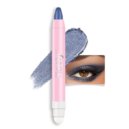 Kaely 2in1 Cream Eye Shadow Brightener Sticks for Eyes, Pencil Eyeshadow Applicator Stick Waterproof Pigmented, Eye Shadow Palette Highlighter Makeup, sombras para ojos, 31 Midnight Blue Shimmer-VivaGrace Women