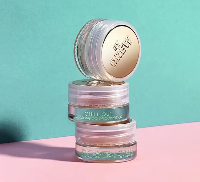 FLOWER Beauty By Drew Barrymore Chill Out Smoothing Color Correcting Cream - Conceals + Brightens Dark Circles - Hydrates + Moisturizes Skin - Makeup Infused With Vitamin E + Jojoba (Deep Peach)-VivaGrace Women