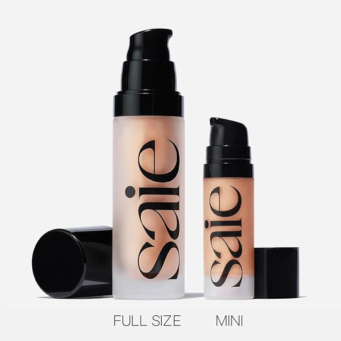 Saie Mini Glowy Super Gel - Hydrating Makeup Primer and Illuminating Glow Serum Enriched with Vitamin C and Squalane Oil - All-Over Liquid Highlighter Makeup for Instant Glass Skin - Sunglow (0.5 oz)-VivaGrace Women