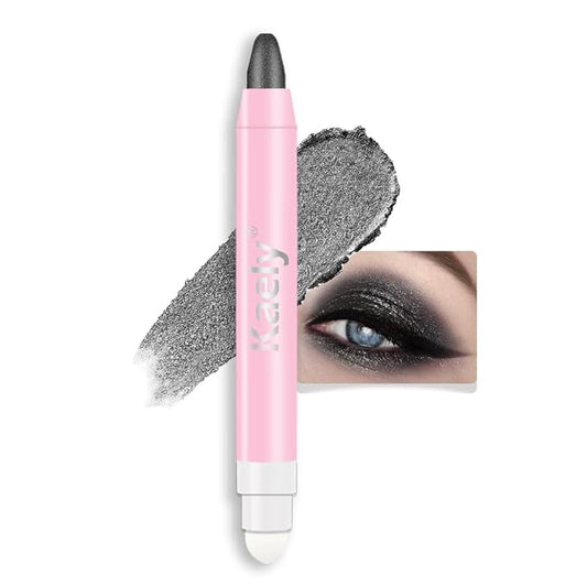 Kaely 2in1 Cream Eye Shadow Brightener Sticks for Eyes, Pencil Eyeshadow Applicator Stick Waterproof Pigmented, Eye Shadow Palette Highlighter Makeup, sombras para ojos, 03 Pearl Black Shimmer-VivaGrace Women