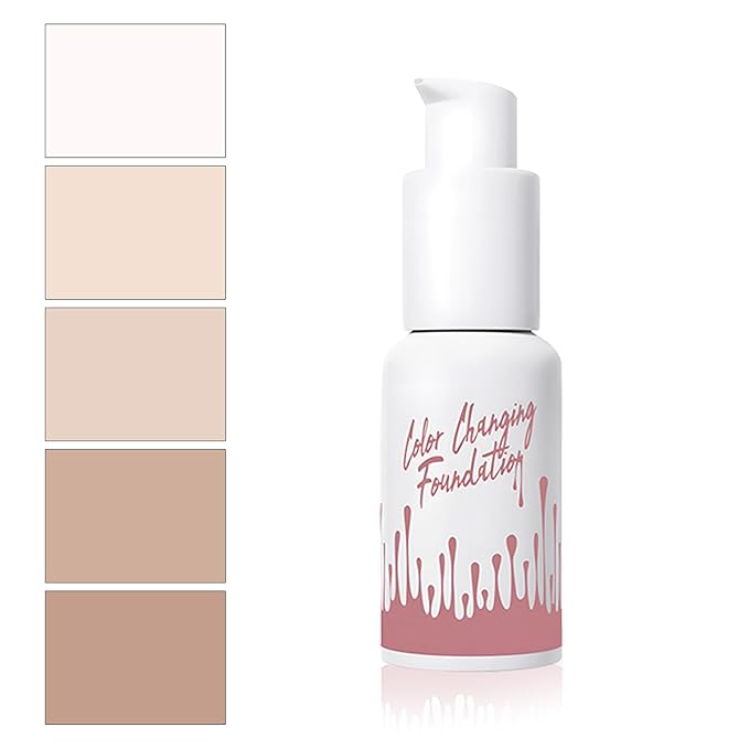 Color Changing Foundation Liquid, Skintone Matching Foundation, Full Coverage, Long Lasting, Lightweight Coverage, Oil Free and Silicon Free, Double Wear, Lightening, Sweat and Water Resistant-VivaGrace Women
