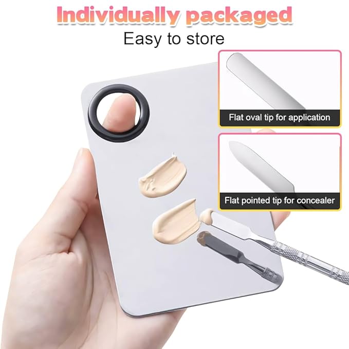Makeup Mixing Palettes, Makeup Palette with 6PCS Mini Powder Puff, Foundation Palette with Makeup Spatula, Stainless Steel Nail Art Palette Set, For Makeup Pigment Blending-VivaGrace Women