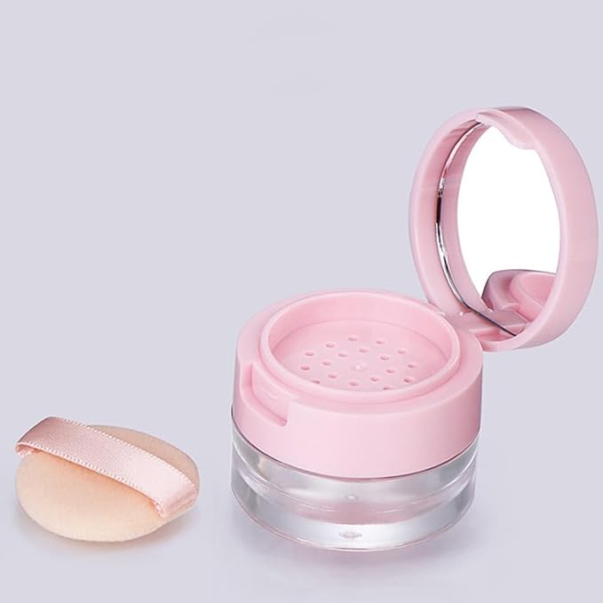 minkissy 2 Sets Powder Box Mini Containers Loose Cosmetic Cases for Traveling Foundation Makeup Powder Women Cosmetic Supply Powder Case Bulk Makeup Pink Flash Body Powder 3g Abs-VivaGrace Women