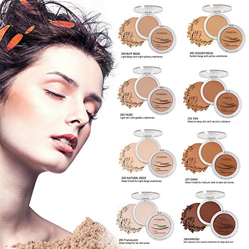 AQUAPURITY PHOERA Sheer Matte Compact Powder Fixing Powder Makeup Base Fixer Setting Powder Foundation Fixing Compact Pressed Powder Long Lasting Make Up Fixer Skin Vitamin E Beauty Blender (207 SAND)-VivaGrace Women