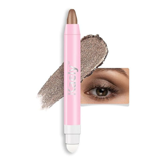 Kaely 2in1 Cream Eye Shadow Brightener Sticks for Eyes, Pencil Eyeshadow Applicator Stick Waterproof Pigmented, Eye Shadow Palette Highlighter Makeup, sombras para ojos, 21 Cocoa Shimmer-VivaGrace Women