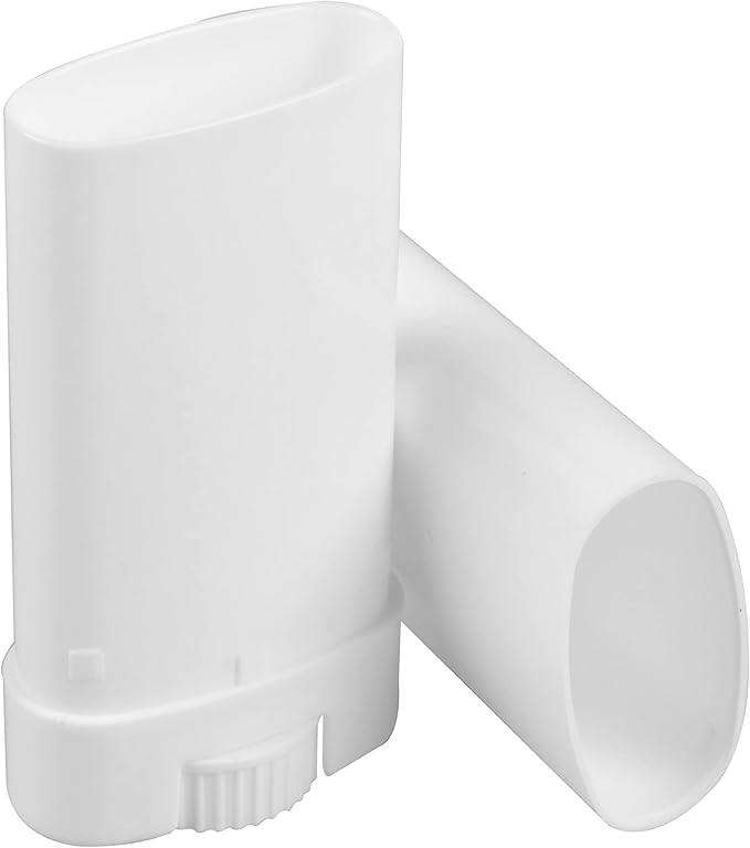 Empty Oval Deodorant Lip Lipstick Balm Tubes Containers Plastic (20-Pack) (15ml, white)-VivaGrace Women
