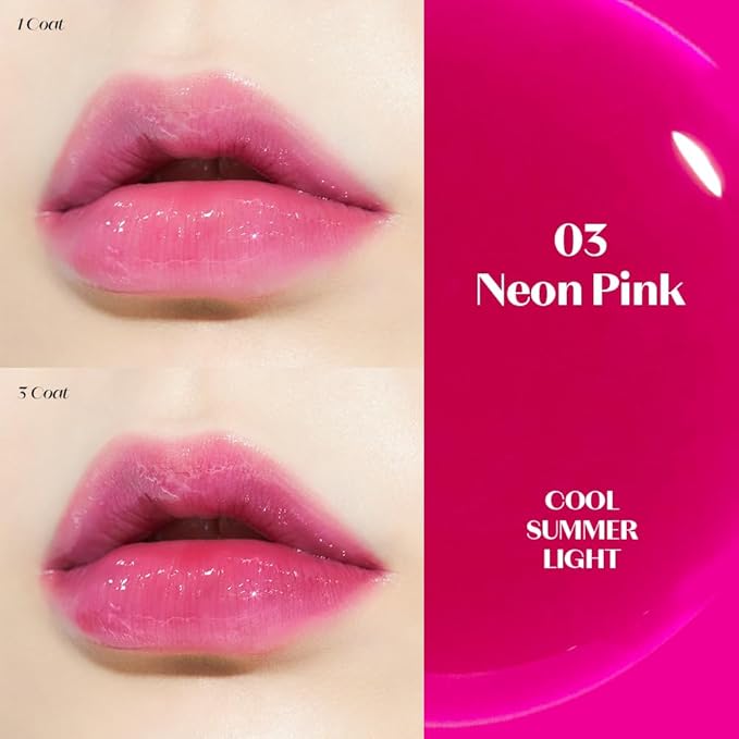 ETUDE Dear Darling Oil Tint #3 Neon Pink 4.2g | High Moisturizing and Strong Hydrating Lip Oil/Lip Gloss | Smooth and Moist Lips | Non-Sticky Lip Oil Tint For Dry Lips | K-beauty-VivaGrace Women