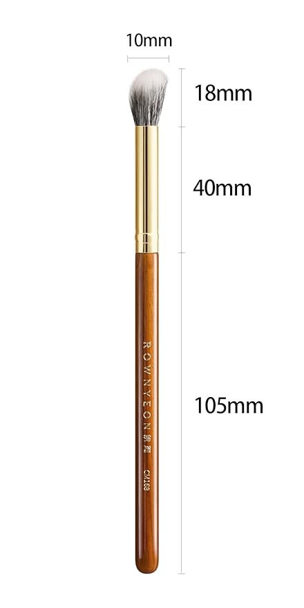 Desert Oak Series Stippling Brush - Dual-Length White & Gray LambsGoat Hair Bristles, Sloped Edge for Cream/Powder Perfection, Ebana Handle & Brass Ferrule (CM 168)-VivaGrace Women