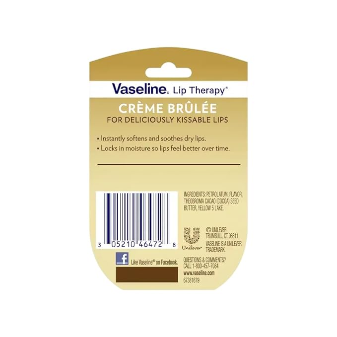 Vaseline Lip Therapy, Creme Brulee 0.25 Oz (3 Pack)-VivaGrace Women