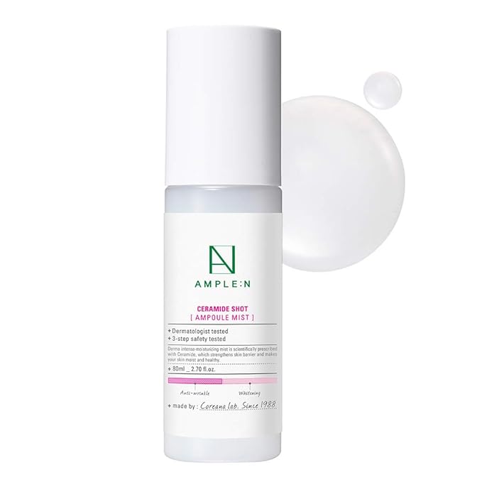 CORÉANA AMPLE:N Ceramide Shot Ampoule Mist - Hydrating Face Spray to Strengthen Skin Barrier – Moisturizing and Skin Repairing Face Ampoule Mist to Restore Vitality, 2.7 fl.oz.-VivaGrace Women
