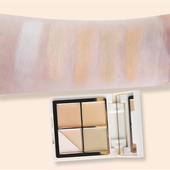 5 Colors Pot Concealer Full Coverage kit with Brush for Older Women, Under Eye Color Corrector Tri Color Concealer Palette for Dark Circles Mature Skin Makeup, Waterproof Foundation Color Corrector, 1-VivaGrace Women