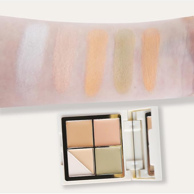 5 Colors Pot Concealer Full Coverage kit with Brush for Older Women, Under Eye Color Corrector Tri Color Concealer Palette for Dark Circles Mature Skin Makeup, Waterproof Foundation Color Corrector, 2-VivaGrace Women