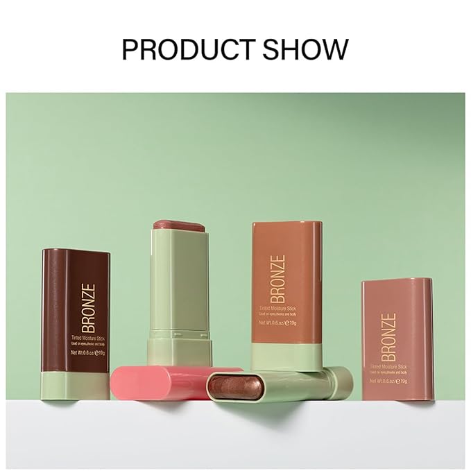 Multi-Purpose Makeup Blush Stick, 3-in-1 Beauty Tinted Solid Blush Stick For Cheeks, Lips And Eyes Waterproof Natural Cream Blush Stick With Long-Lasting Moisturizing Formula (#1Warm Glow)-VivaGrace Women