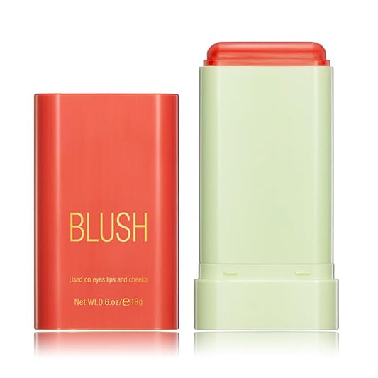 Multi-Purpose Makeup Blush Stick, 3-in-1 Beauty Tinted Solid Blush Stick For Cheeks, Lips And Eyes Waterproof Natural Cream Blush Stick With Long-Lasting Moisturizing Formula (#3Coral Orange)-VivaGrace Women