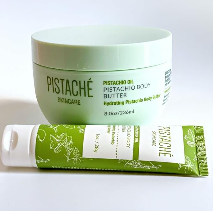 Pistaché Skincare Pistachio Oil 5-Pc Mini Collection (Travel) + Body Butter, Hand Cream, Biscotti Perfume, Eye Cream & Face Moisturizer + Hydrates and Nourishes + Vitamin E + Antioxidant Protection-VivaGrace Women