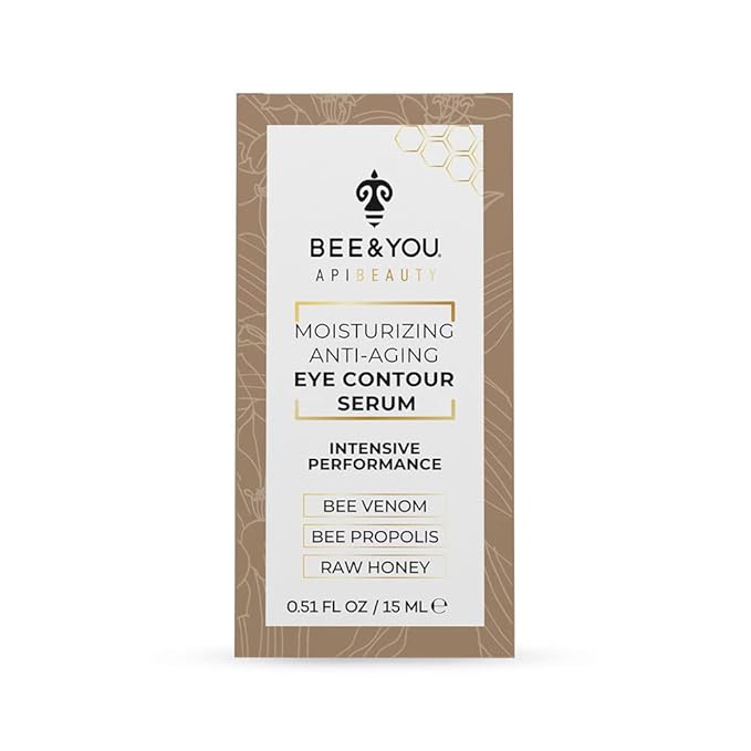 BEE and YOU Eye Cream, Anti Aging, Anti Wrinkle Serum 100% Natural with Bee Venom, Propolis Extract, Raw Honey, Hyaluronic Acid, For Dark Circles Under Eye Treatment and Puffiness, Skin Care, 15ml-VivaGrace Women