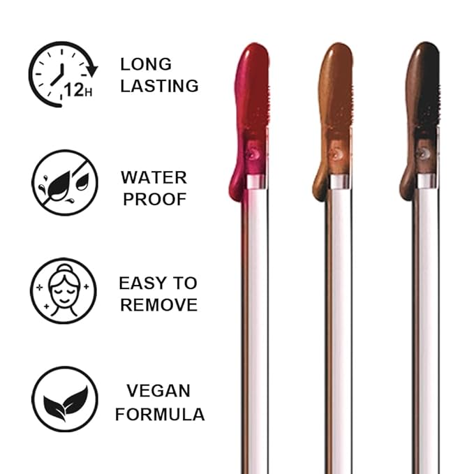3 Colors Peel Off Lip Liner Stain with Tweezer, Long Lasting Waterproof Lip Tint Stains Makeup Set with Matte Finish for Women, Natural Look, Easy to Use, for All Skin Types (#015, M)-VivaGrace Women