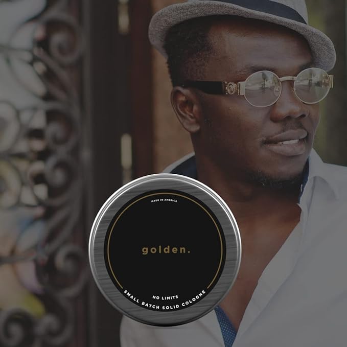 Golden Grooming Co. Solid Cologne - Travel-Sized Concentrated Balm - Solid Perfume with Subtler Scent and Long-Lasting Fragrance - For Men of Color - 1 oz Tin-VivaGrace Women
