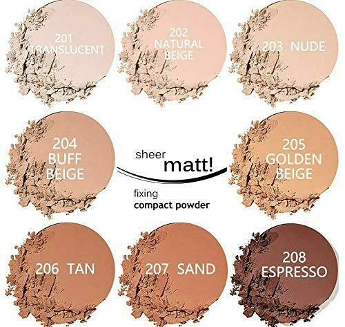 AQUAPURITY PHOERA Sheer Matte Compact Powder Fixing Powder Makeup Base Fixer Setting Powder Foundation Fixing Compact Pressed Powder Long Lasting Make Up Fixer Skin Vitamin E Beauty Blender (207 SAND)-VivaGrace Women