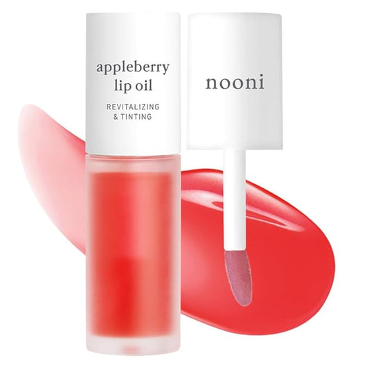 NOONI Korean Lip Oil - Appleberry | Long-Lasting, Moisturizing, Plumping, Revitalizing for Dry Lips, Waterproof, No Peel Off, Hydrating, Nourishing Crystal Clear, 0.12 FL Oz-VivaGrace Women