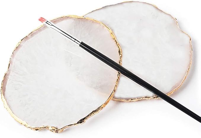Kalolary Resin Stone Nail Art Palette, Nail Art Cosmetic Mixing Palette Color Mixing Pigment Plate Polish Holder Drawing Color Palette Nail Art Painting Gel Palette Manicure Tool (White)-VivaGrace Women