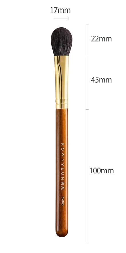 Desert Oak Series Highlighter & Setting Brush - Grade-A Fine LambsGoat Hair for Airbrushed Finish, Multi-Use for Cheeks/Nose/Under-Eyes, Ebana Handle & Brass Ferrule (CM 165)-VivaGrace Women
