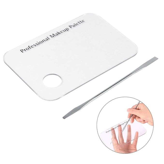 Makeup Palette with Spatula, Rotekt Clear Acrylic Makeup Nail Art Cosmetic Mixing Palette & Stainless Spatula Tool Applicators Set,Nail Holder Display Cosmetic Makeup Palette Tray Accessories-VivaGrace Women
