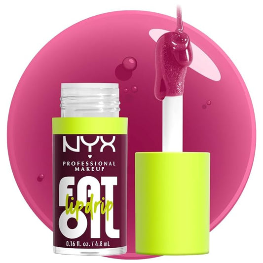 NYX PROFESSIONAL MAKEUP Fat Oil Lip Drip, Moisturizing Lip Oil Gloss, Vegan Tinted Formula, Up to 12 HR Hydration - That's Chic (Deep Berry)-VivaGrace Women