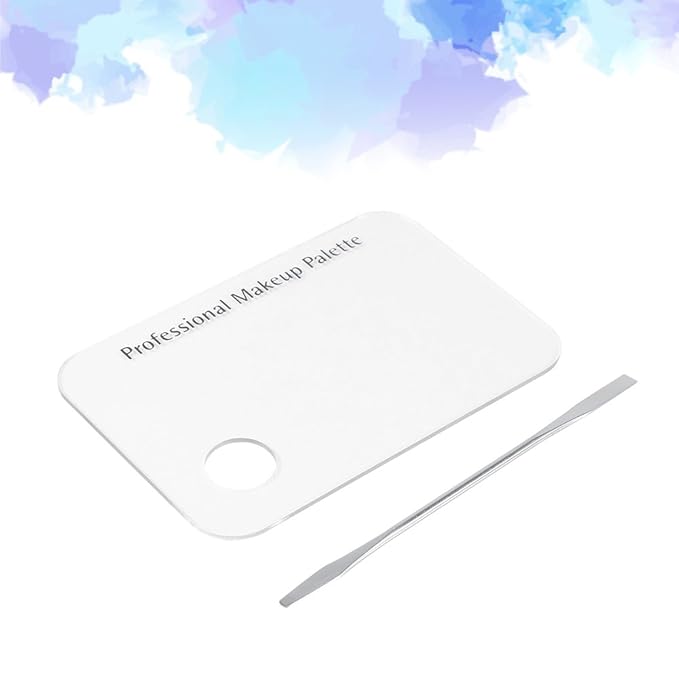 Makeup Palette with Spatula, Rotekt Clear Acrylic Makeup Nail Art Cosmetic Mixing Palette & Stainless Spatula Tool Applicators Set,Nail Holder Display Cosmetic Makeup Palette Tray Accessories-VivaGrace Women