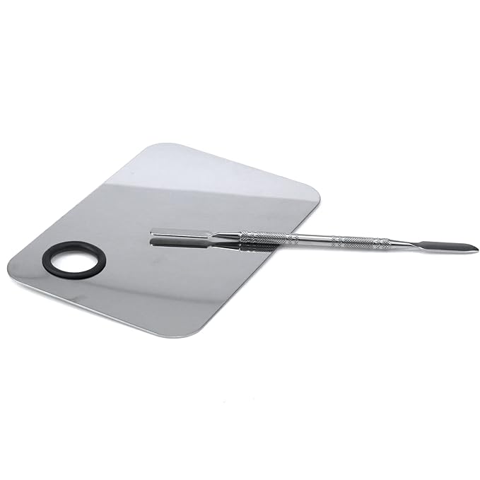 Stainless Steel Ring Beauty Palette, Square Palette, Silver,with Color Stick,1 PCS-VivaGrace Women