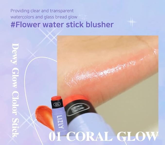 Vegan Blush Stick Multi Balm Cheek Stick Korean Make Up Dewy Glow Balm Stick sonrojo (01 Coral)-VivaGrace Women