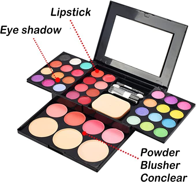 Eyeshadow Makeup Set,39 Colors Combination with Eyeshadows & Facial Blushers & Lip Glosses & Pressed Powders & A Mirror Combo, All-in-One Makeup Gift Kit-VivaGrace Women
