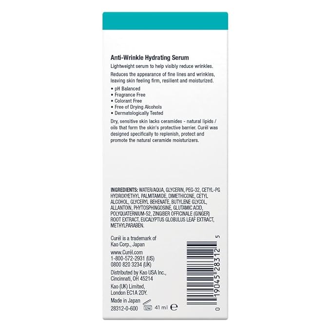 Curel Japanese Skin Care, Anti-Wrinkle Hydrating Serum, Lightweight Serum, Fragrance Free & Colorant Free, For Sensitive Skin, 1.3 Oz-VivaGrace Women