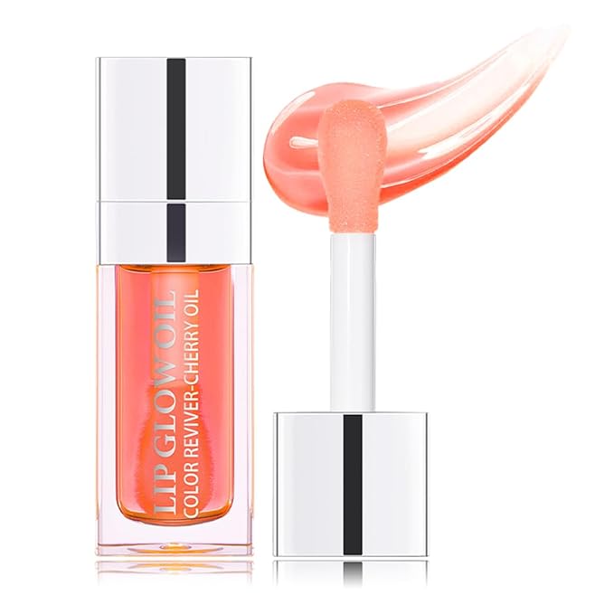 Hydrating Lip Glow Oil Moisturizing Plumping Lip Tint Lip Gloss Transparent Lip Balm Long Lasting Nourishing Repairing Lightening Lip Lines (001# PINK)-VivaGrace Women