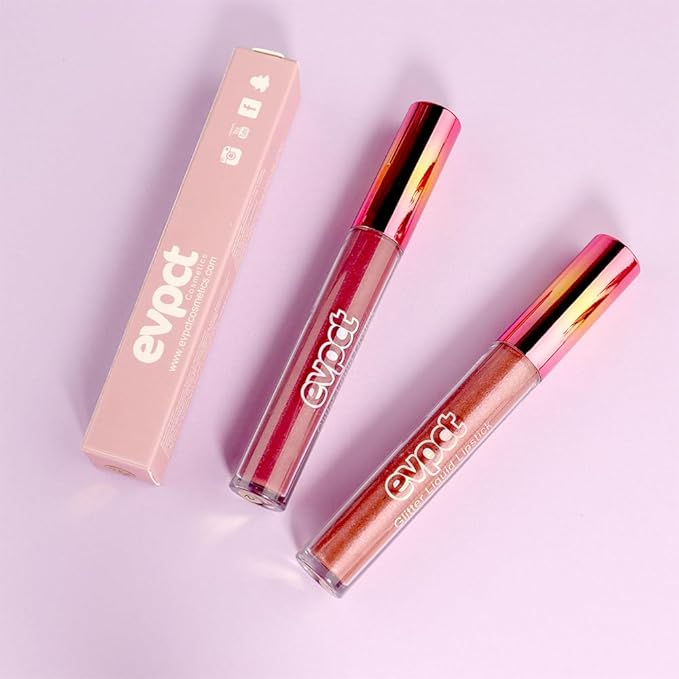 evpct 2Pcs Mauve Red & Bronze Gold Matte to Glitter Liquid Lipstick Long Lasting Lip Set Kit for Women Diamond Shiny Glitter Sparkly Glossy Metallic Shimmer Sparkle Waterproof Lipstick Lip Gloss 02+05-VivaGrace Women