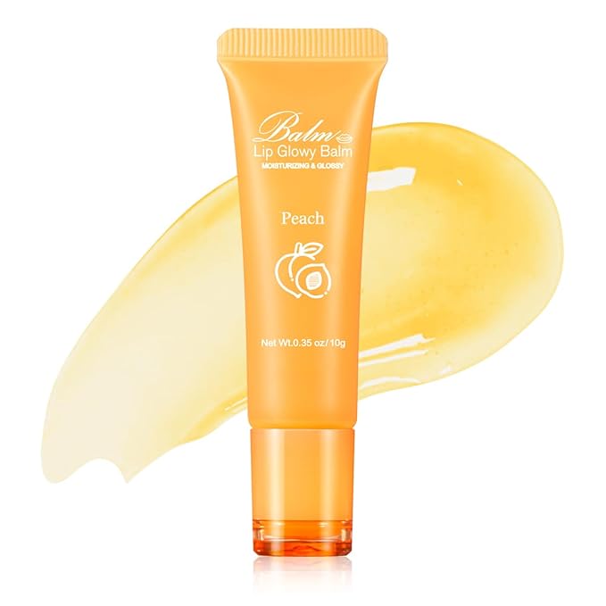 GECOMO Lip Glowy Balm, Moisturizing Lip Gloss, Nourishing Glossy Transparent Plumping Oil, Non-sticky Tinted Toot Lip Balm for Lip Care (PEACH) 0.35oz-VivaGrace Women